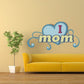 Retro wall decal: blue heart 'I mom'