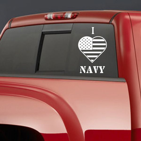 Image of I Heart Navy Decal