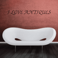 Wall decal: 'I LOVE ANTIQUES' dark script lettering