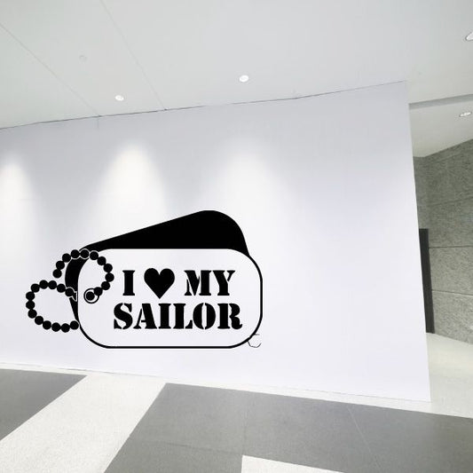 Image of I Love My Sailor Dog Tag Decal