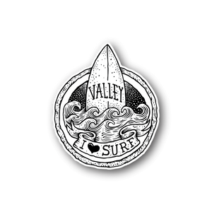 Surf Valley vinyl sticker: circle waves and "VALLEY SURF" text