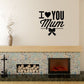 Heart ribbon wall decal with black "I love you Mum" lettering and heart