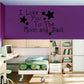 Wall decal text 'I Love You to the Moon and Back' with star shapes