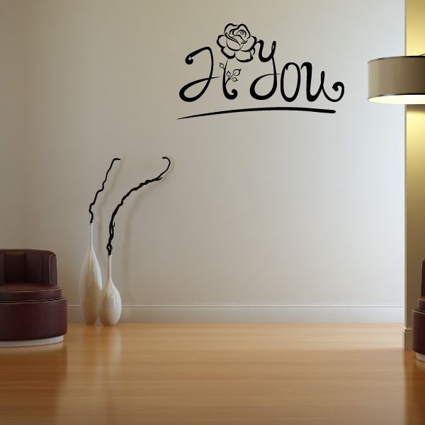 Image of I Love You Valentine's Day Flower Decal