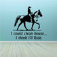 Horse rider wall decal with black silhouette and quote text, vinyl sticker
