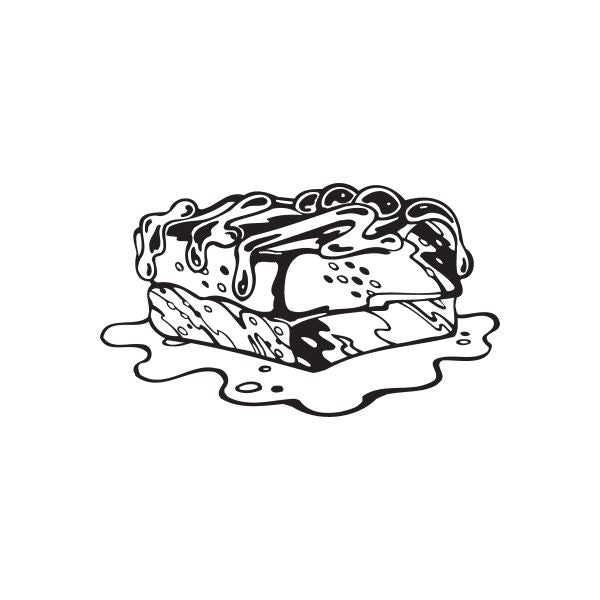 Ice cream cake decal, black outline with dripping ice cream design