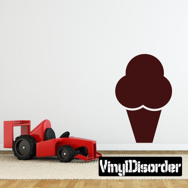 Ice cream cone wall decal with dark maroon scoop and cone shape