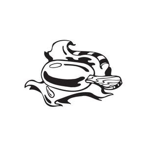 Ice cream on a stick decal, cartoon black-and-white with melting swirl