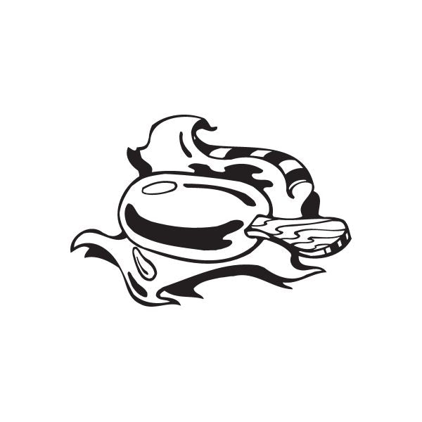 Ice cream on a stick decal, cartoon black-and-white with melting swirl