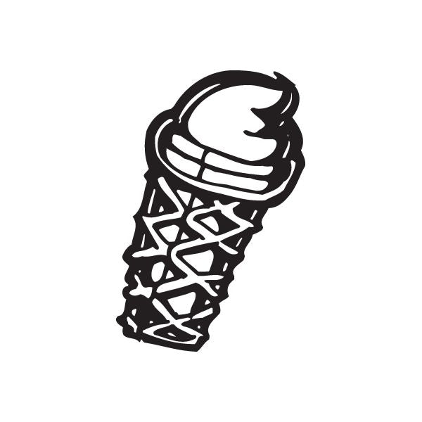 Ice cream cone decal with black swirl and outline scoop pattern