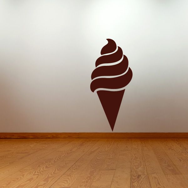 Ice cream waffle cone decal with dark brown swirl and cone