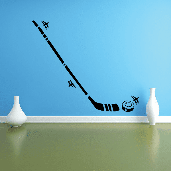 Image of Ice Hockey Stick and Puck Decal