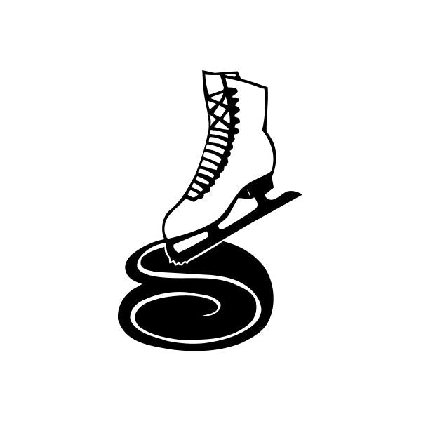 Black ice-skate boot decal with circular blade outline