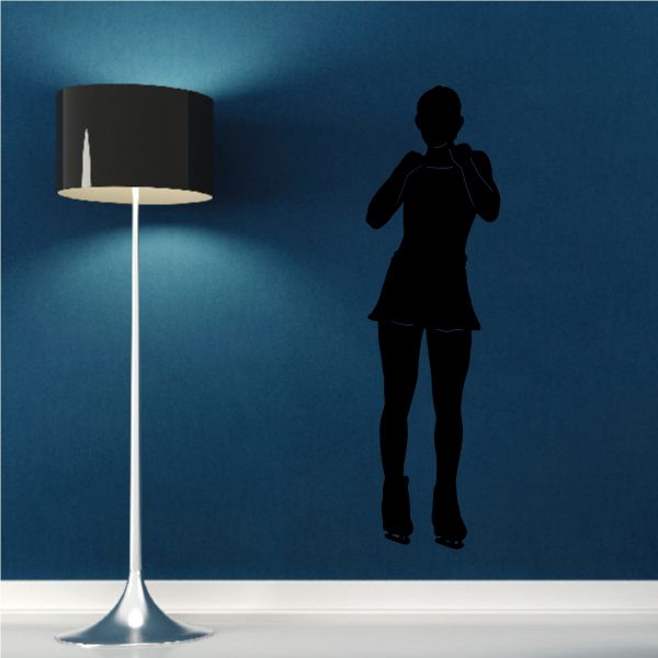 Ice skating figure wall decal, black silhouette of a person