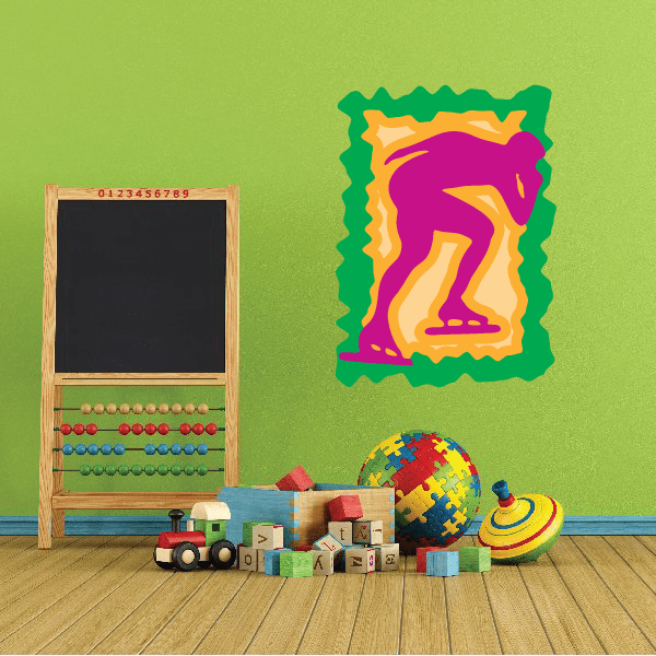 Image of Ice Skating Wall Decal - Vinyl Sticker - Car Sticker - Die Cut Sticker - CDScolor0052