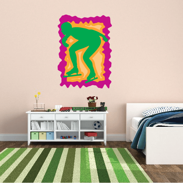 Image of Ice Skating Wall Decal - Vinyl Sticker - Car Sticker - Die Cut Sticker - CDScolor0053