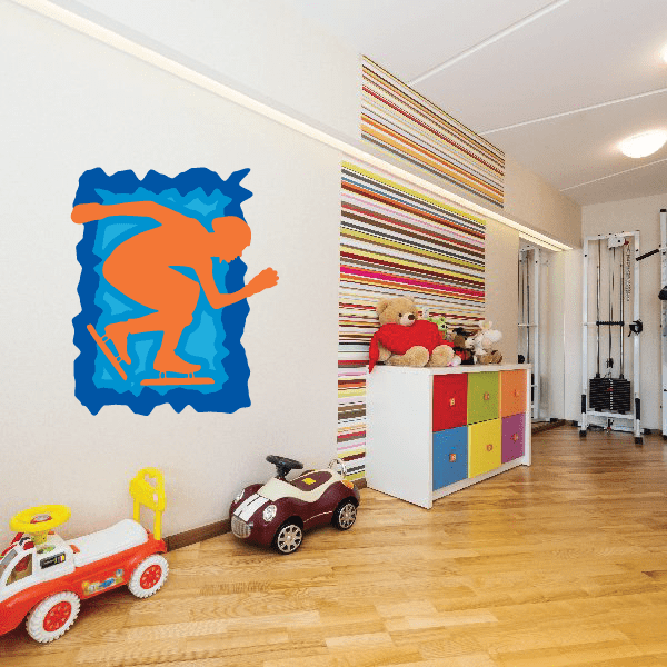 Image of Ice Skating Wall Decal - Vinyl Sticker - Car Sticker - Die Cut Sticker - CDScolor0054