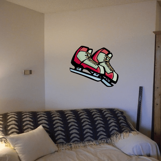 Image of Ice Skating Wall Decal - Vinyl Sticker - Car Sticker - Die Cut Sticker - CDScolor0058