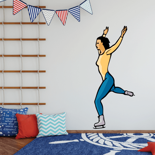 Image of Ice Skating Wall Decal - Vinyl Sticker - Car Sticker - Die Cut Sticker - CDScolor0067