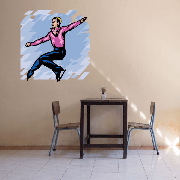 Image of Ice Skating Wall Decal - Vinyl Sticker - Car Sticker - Die Cut Sticker - SMcolor003