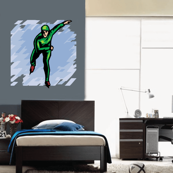 Image of Ice Skating Wall Decal - Vinyl Sticker - Car Sticker - Die Cut Sticker - SMcolor004