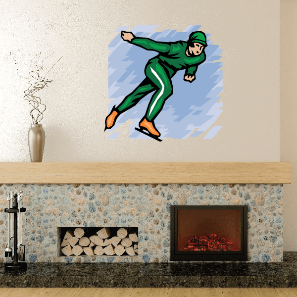 Image of Ice Skating Wall Decal - Vinyl Sticker - Car Sticker - Die Cut Sticker - SMcolor010