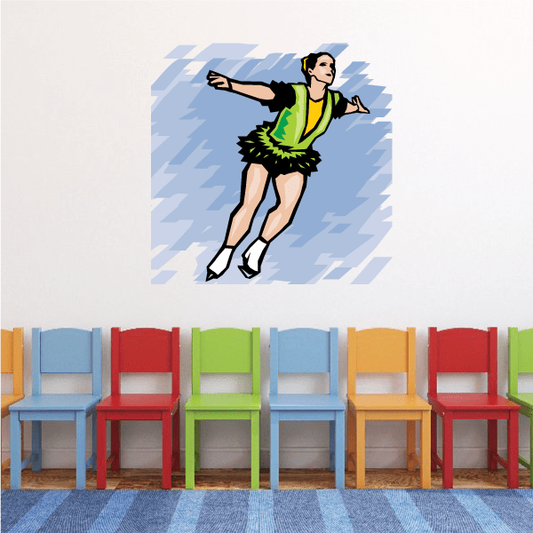 Image of Ice Skating Wall Decal - Vinyl Sticker - Car Sticker - Die Cut Sticker - SMcolor013