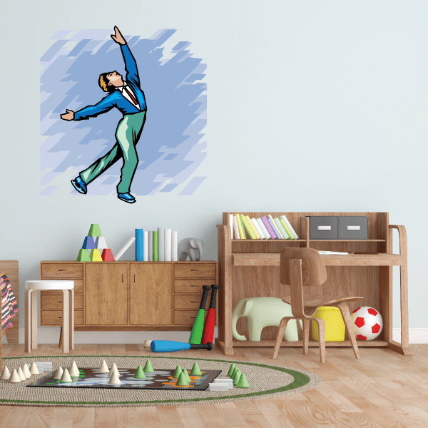 Image of Ice Skating Wall Decal - Vinyl Sticker - Car Sticker - Die Cut Sticker - SMcolor018