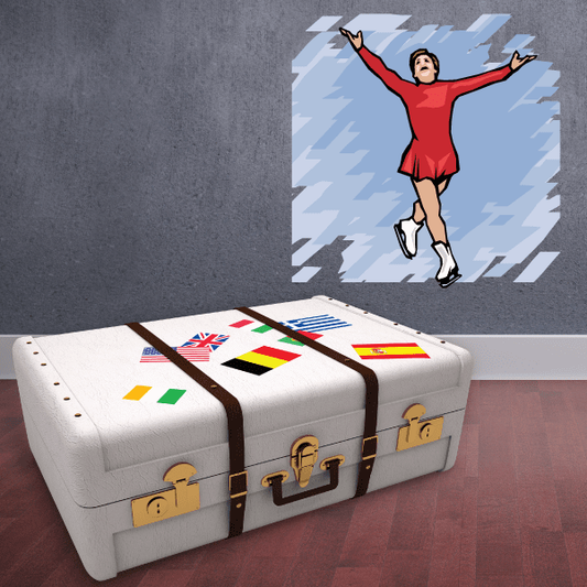 Image of Ice Skating Wall Decal - Vinyl Sticker - Car Sticker - Die Cut Sticker - SMcolor020