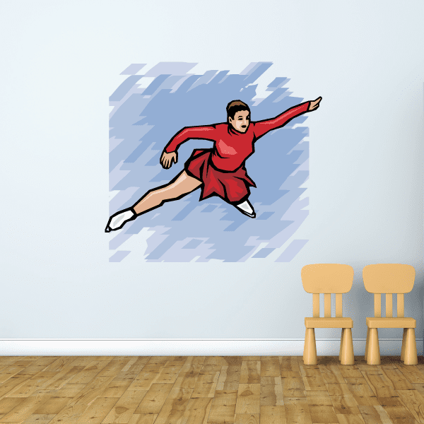 Image of Ice Skating Wall Decal - Vinyl Sticker - Car Sticker - Die Cut Sticker - SMcolor026