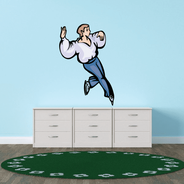 Image of Ice Skating Wall Decal - Vinyl Sticker - Car Sticker - Die Cut Sticker - SMcolor033