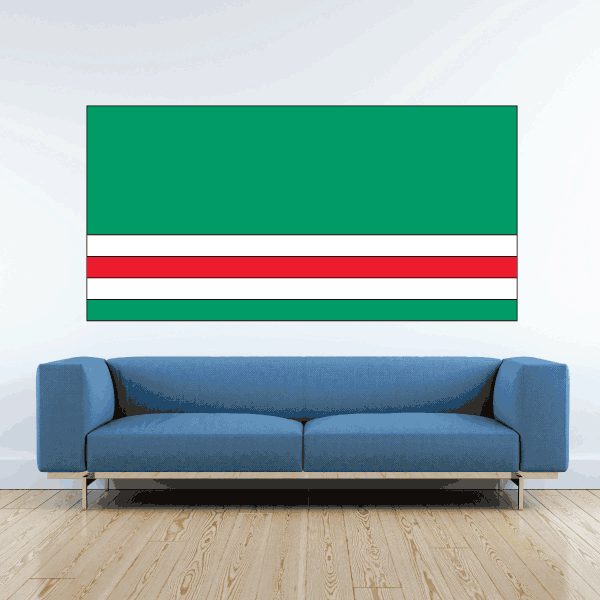Rectangular flag sticker with green, white, and red horizontal stripes