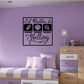 Shell quote wall decal with seashell icons and cursive lettering in purple and black