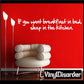 Kitchen wall decal with white quote text and two candle icons