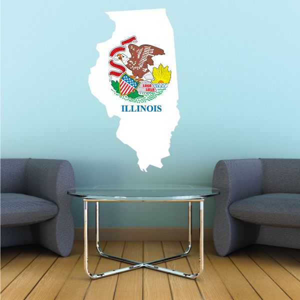 Image of Illinois Shape State Flag Sticker