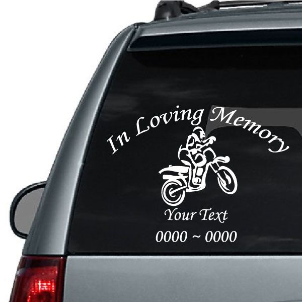 Image of Illustrated Dirt Bike Custom In Loving Memory Decal