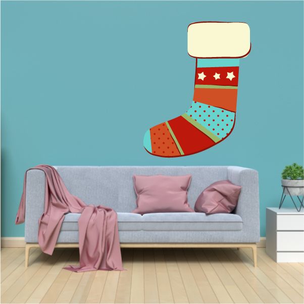 Image of Illustrated Stocking Printed Die Cut Decal