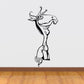 Illustrated giraffe wall decal with bold black line art, sitting pose
