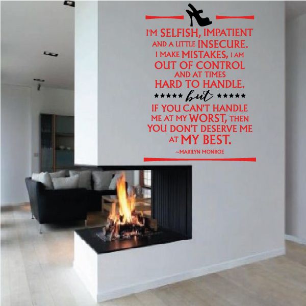 Image of Im Selfish Impatient And A Little Insecure I Make Mistakes I Am Out Of Control Marilyn Monroe Wall Decal