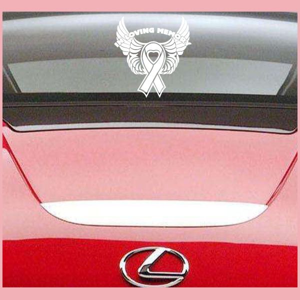 Image of In Loving Memory Ribbon Heart Wings Decal