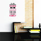 Printed wall decal text: In this home we love we are a family, colorful lettering