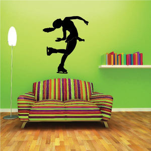 Ice skating decal with black skater silhouette