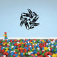 Interlocking bird wall decal with black geometric design