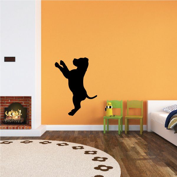 Black jumping puppy wall decal silhouette