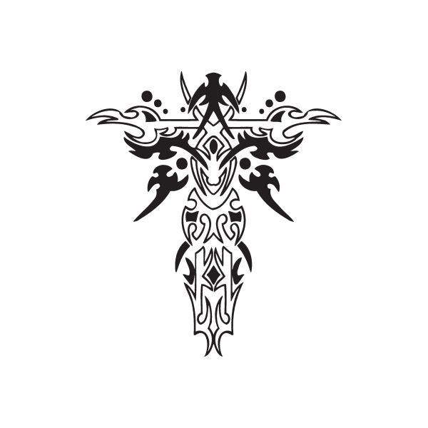 Image of Incricate Cross with Embellished Wings Decal