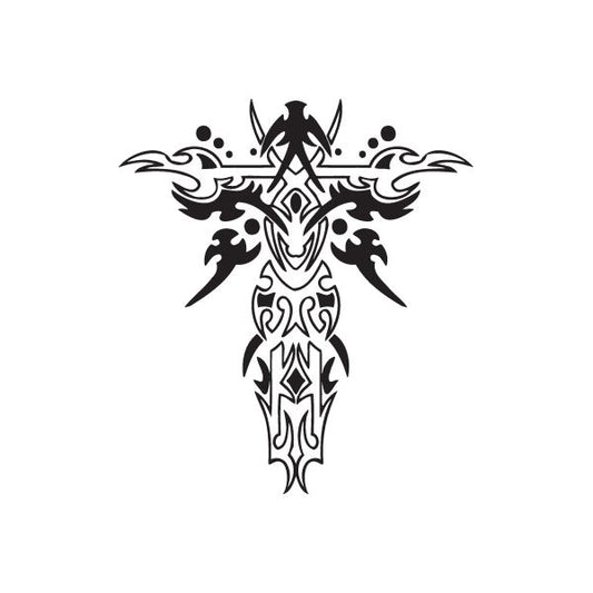 Image of Incricate Cross with Embellished Wings Decal