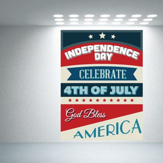 Image of Independence Day Colorful Typography Sticker