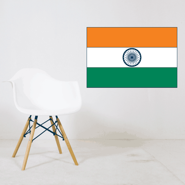 India flag sticker: rectangular tricolor with Ashoka Chakra emblem in center