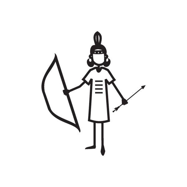 Indian girl wall decal, black figure with bow and arrow
