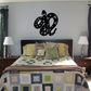 Curled snake wall decal with coiled Indian python silhouette, black graphic